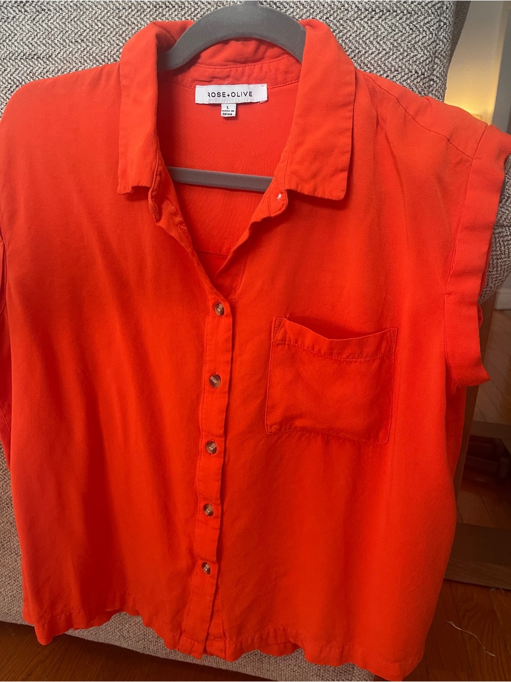 Rose & Olive Vibrant Orange Button-Front Shirt